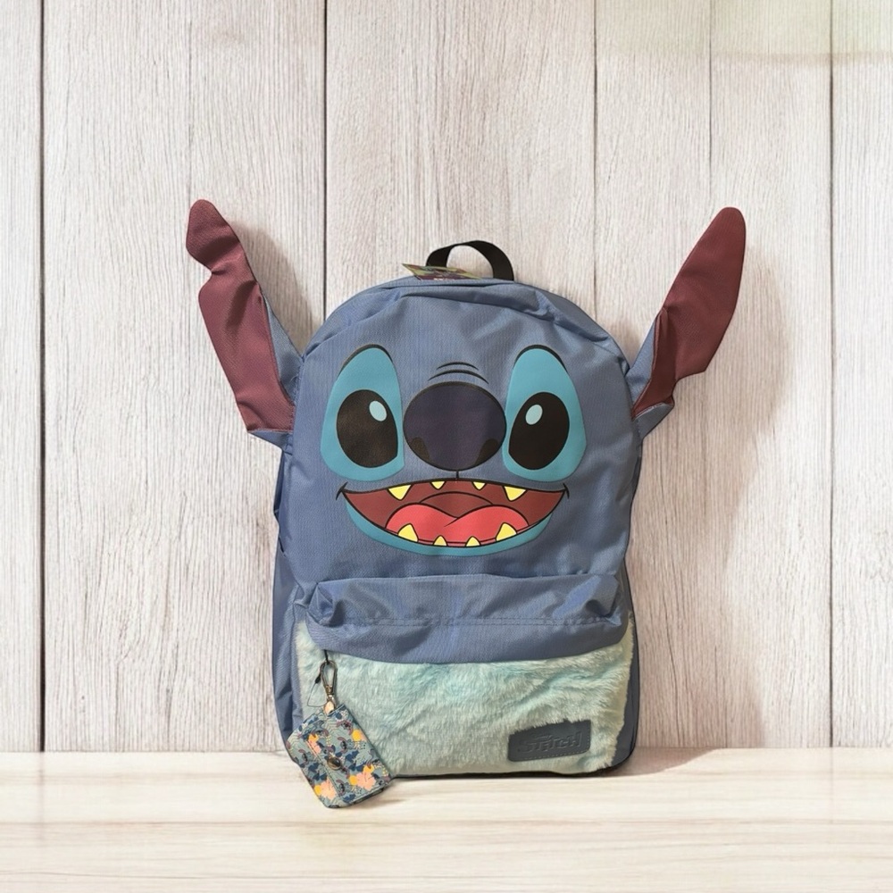 SOLD Bioworld Disney Stitch Fuzzy Figural Backpack - Picture 1 of 16